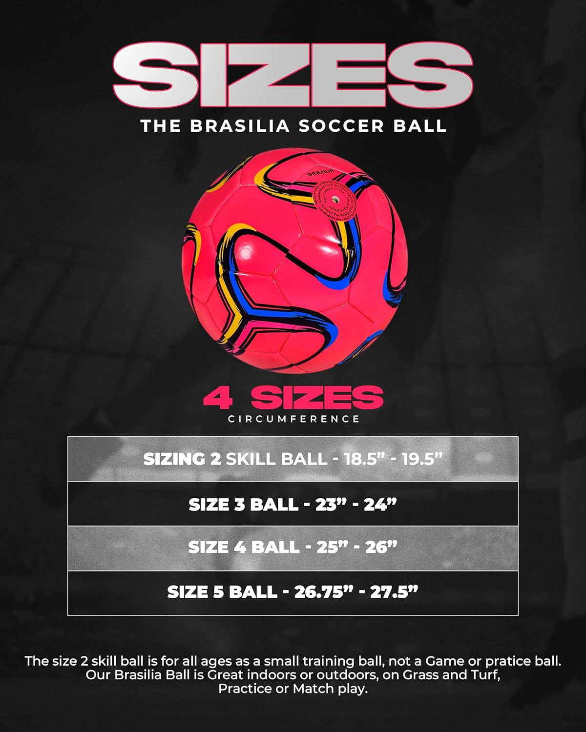 Brasilia Soccer Ball – Sizes 5, 4, 3 & 2 – Youth & Adult Training Soccer Ball for Practice, Games & Grass Fields