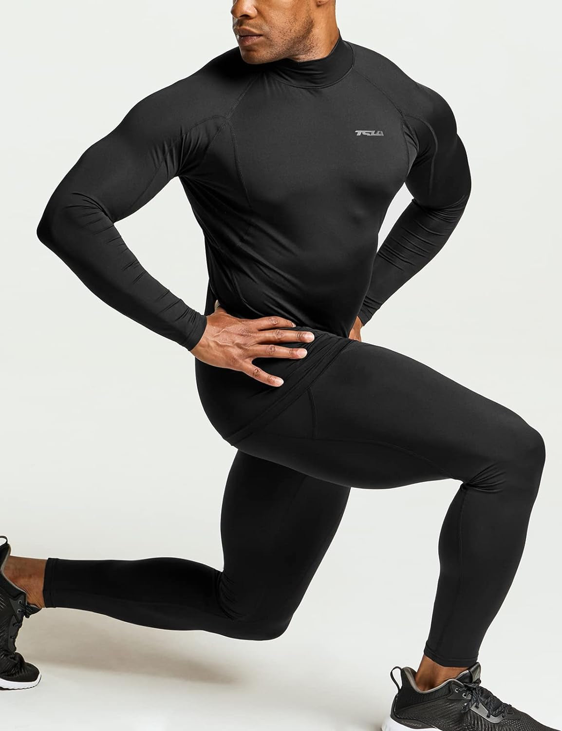 Men'S UPF 50+ Mock Long Sleeve Compression Shirts, Athletic Workout Shirt, Base Layer for Water Sports